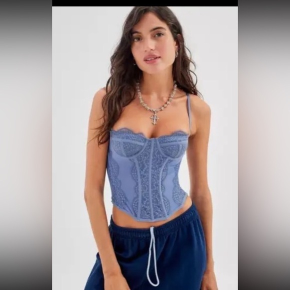 Urban Outfitters Tops - Out From Under Modern Love Corset Urban Outfitters lace blue lingerie size small
